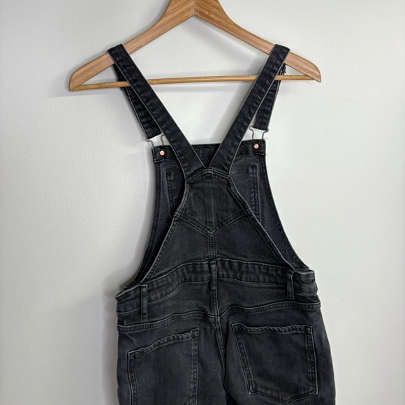 Old Navy Womens Denim Overalls 2 Gray Charcoal Jean Dark Wash Straight Leg Bib - Picture 7 of 10